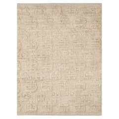 Muestra de alfombra personalizada con textura Rug & Kilim, patrón geométrico blanco alto-bajo