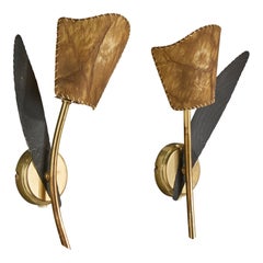 Høvik Verk, Wall Lights, Brass, Metal, Parchment, Norway, 1960s