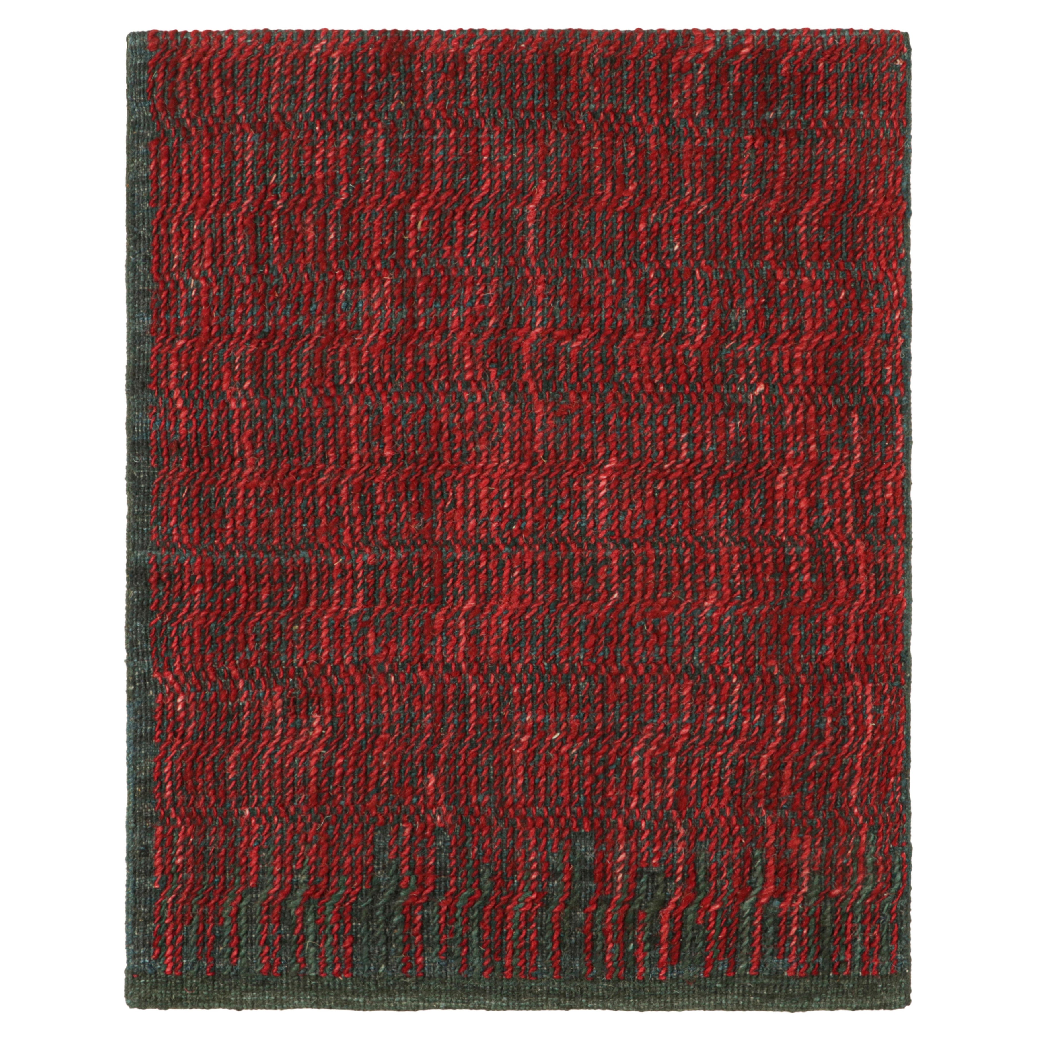 Rug & Kilim’s Custom Flatweave Rug Sample, Gray with Burgundy Textural Patterns