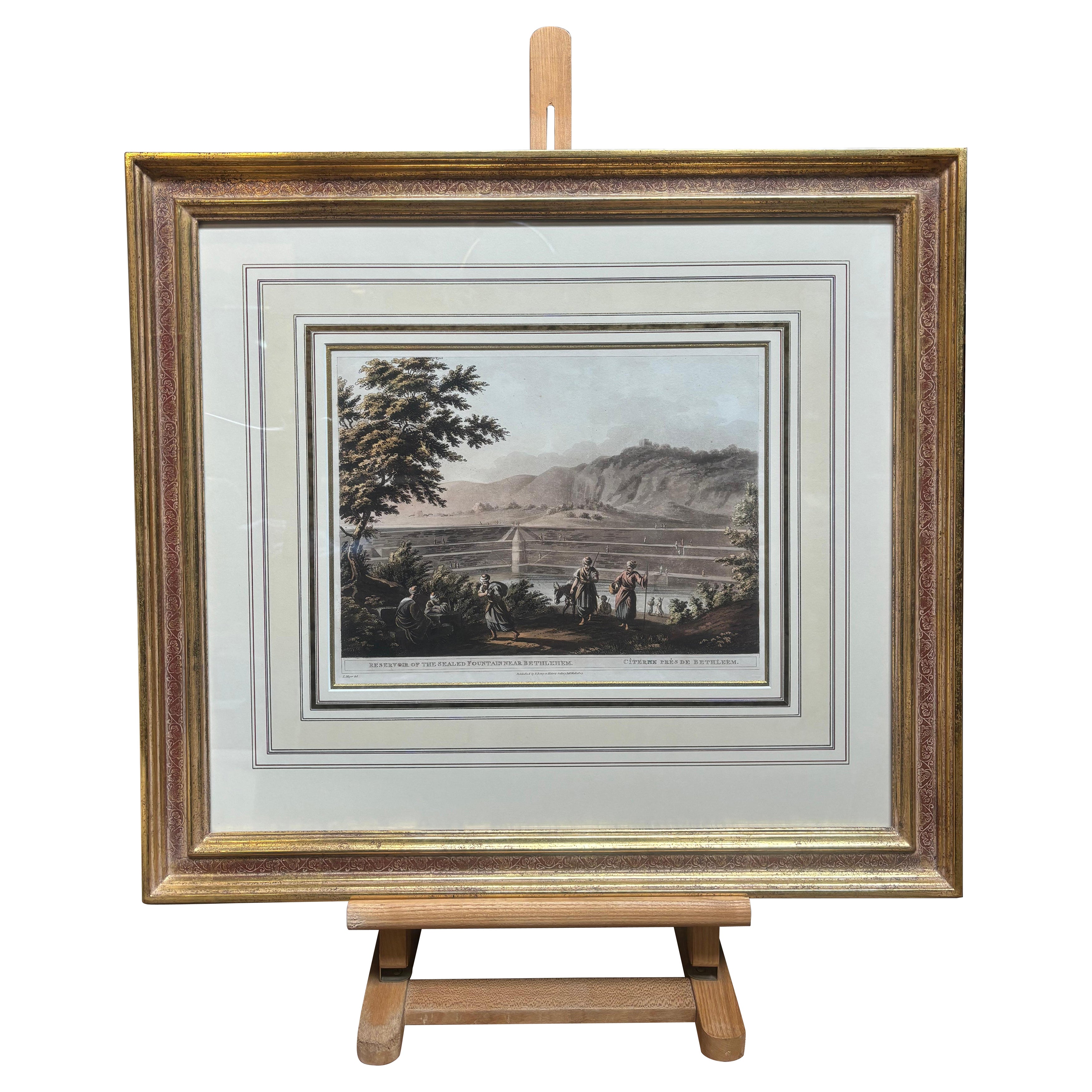 Depósito de la fuente sellada cerca de Belén(1804) de Luigi May con marco dorado en venta