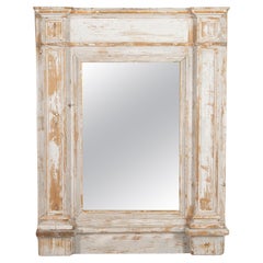 Antique French 18th Century White Trumeau Mirror