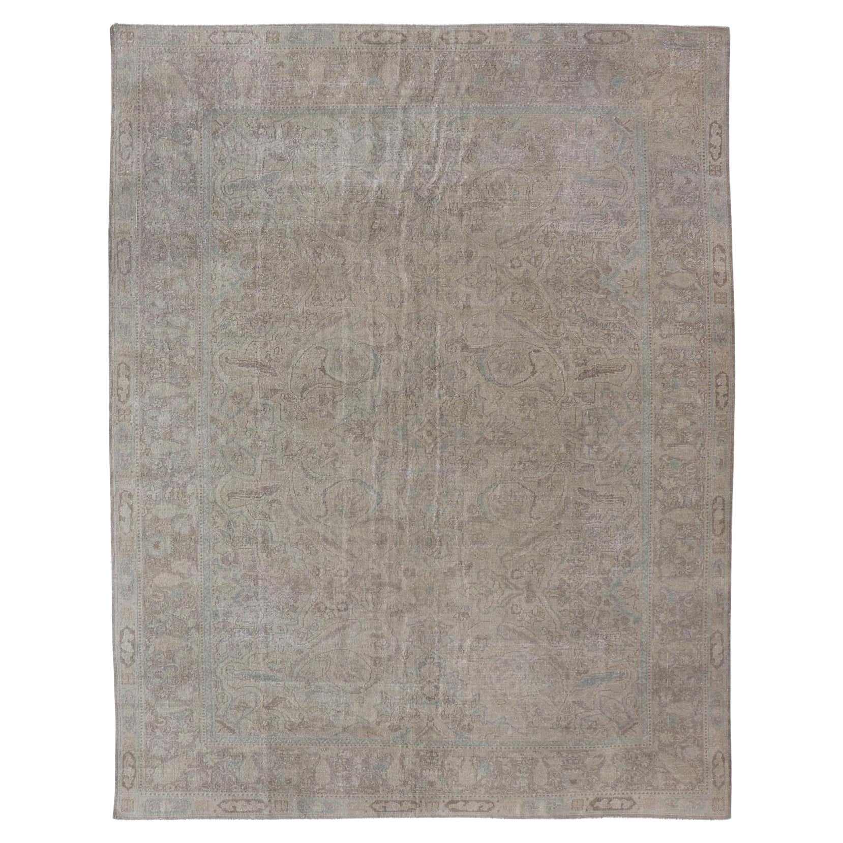 Antiker türkischer Oushak-Teppich in Mist Blau und weichen Grautönen 9'10 x 13'10 im Angebot