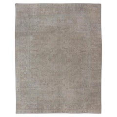 Antique Turkish Oushak Rug in Mist Blue, and Soft Grey Tones 9'10 x 13'10