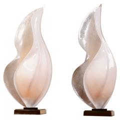 Rougier Acrylic Resin and Brass Lamps