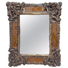 French Mid-Century Rectangular Ceramic Mirror Louis XIV