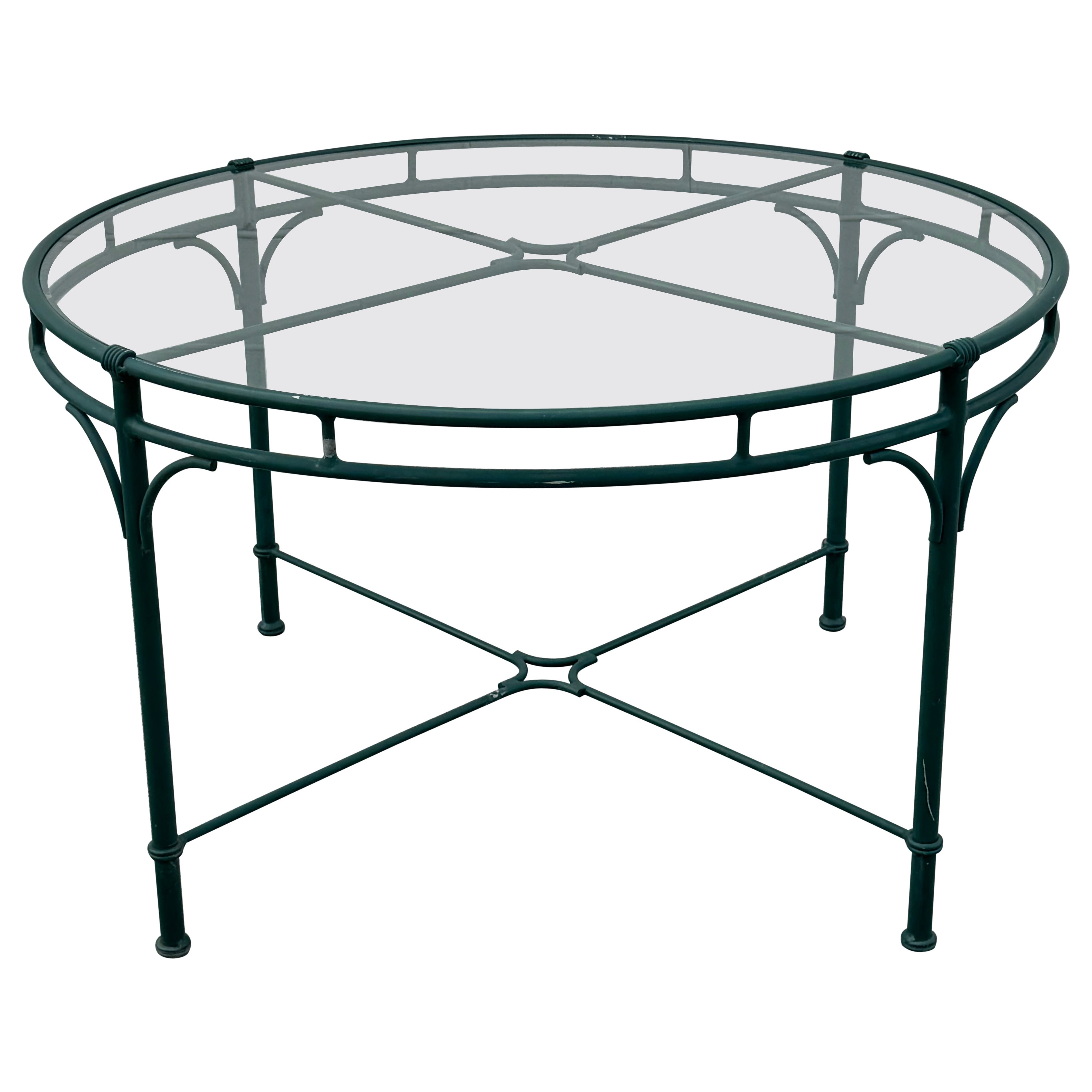 Mesa de jardín redonda de cristal "Florentine" de 50 pulgadas de Brown Jordan - Verde oscuro