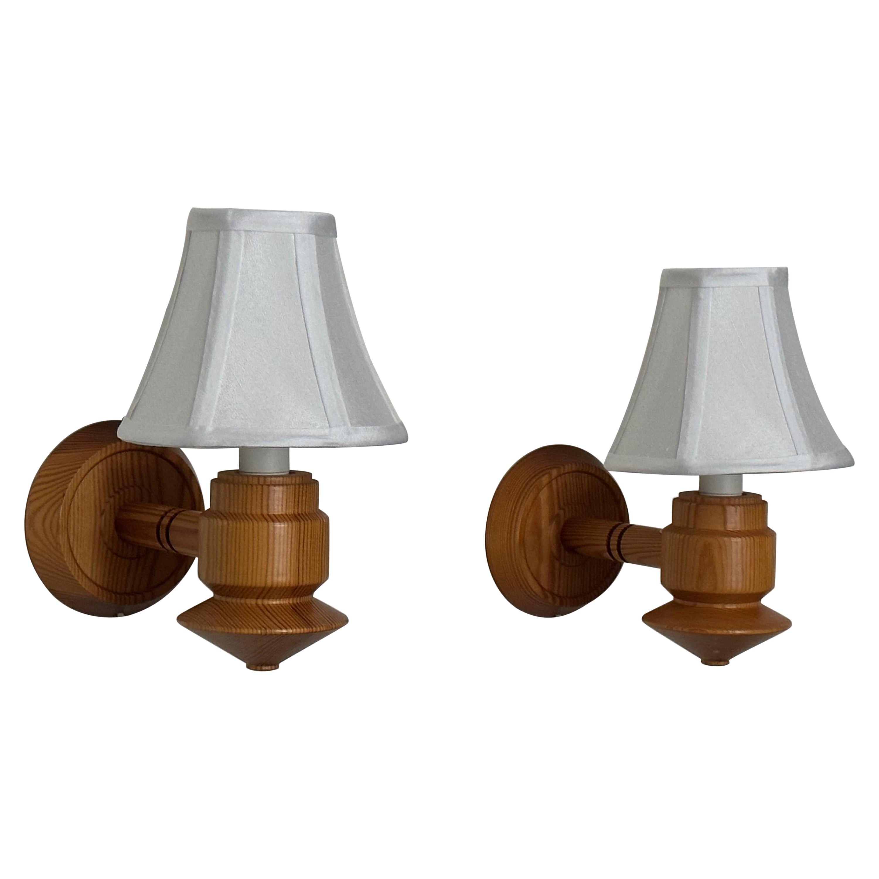 1970s Swedish Pine Wall Lights/ Sconces