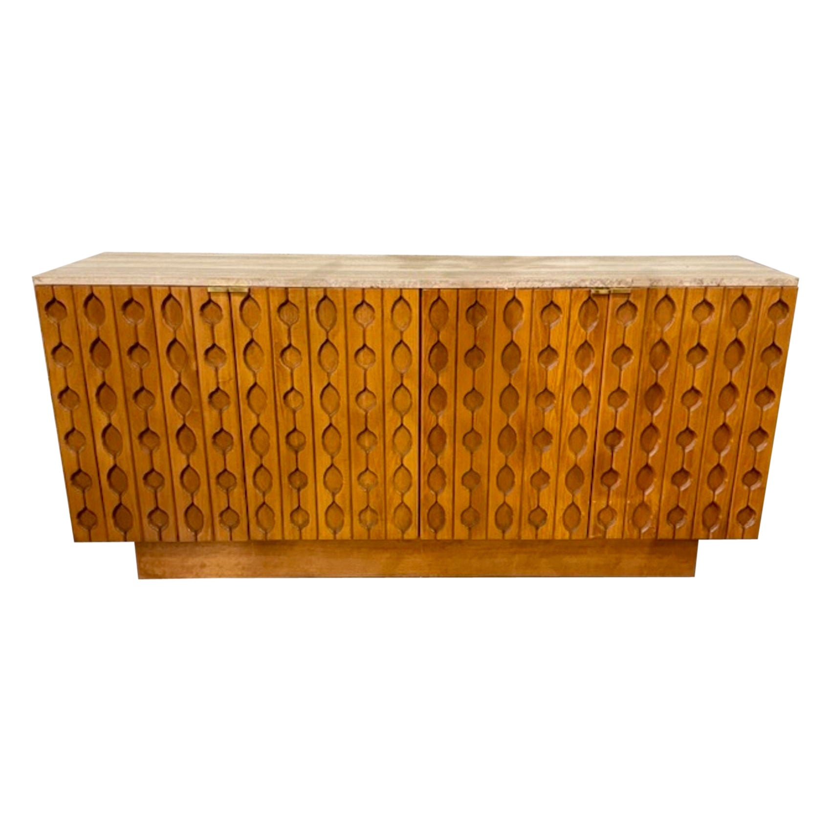 Credenza italiana di metà secolo con piano in travertino