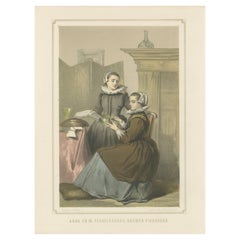 Anna and Maria Tesselschade Visscher – 19th-Century Hand-Colored Lithograph