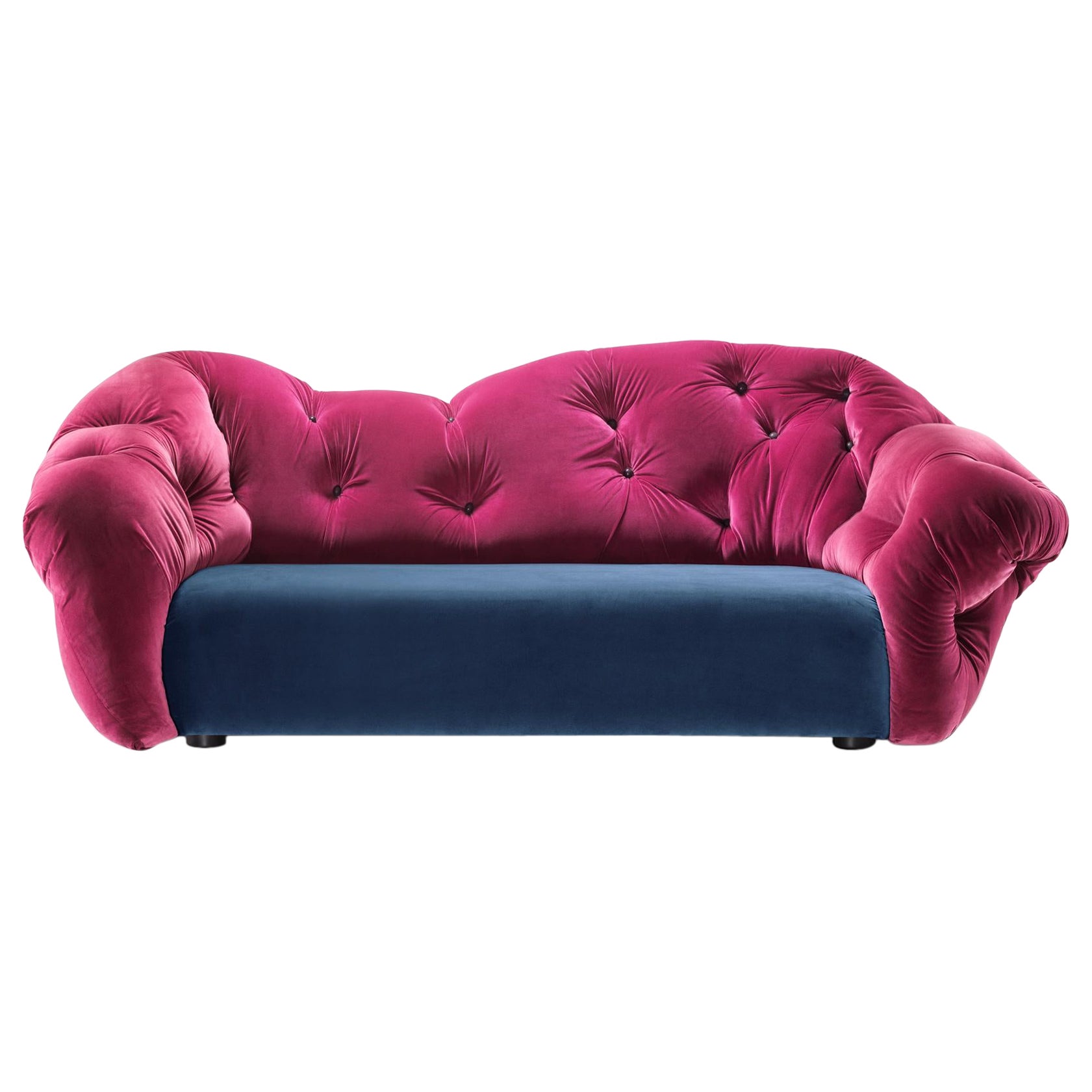 Nubola 238 Velvet Sofa in Blush-Navy by Gaetano Pesce