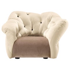 Nubola 133 Velvet Sofa in Cream-Hazelnut by Gaetano Pesce