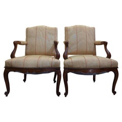 French Pair of Regence Period Armchairs in Walnut, circa 1730