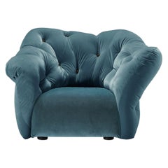 Nubola 133 Velvet Sofa in Steel by Gaetano Pesce