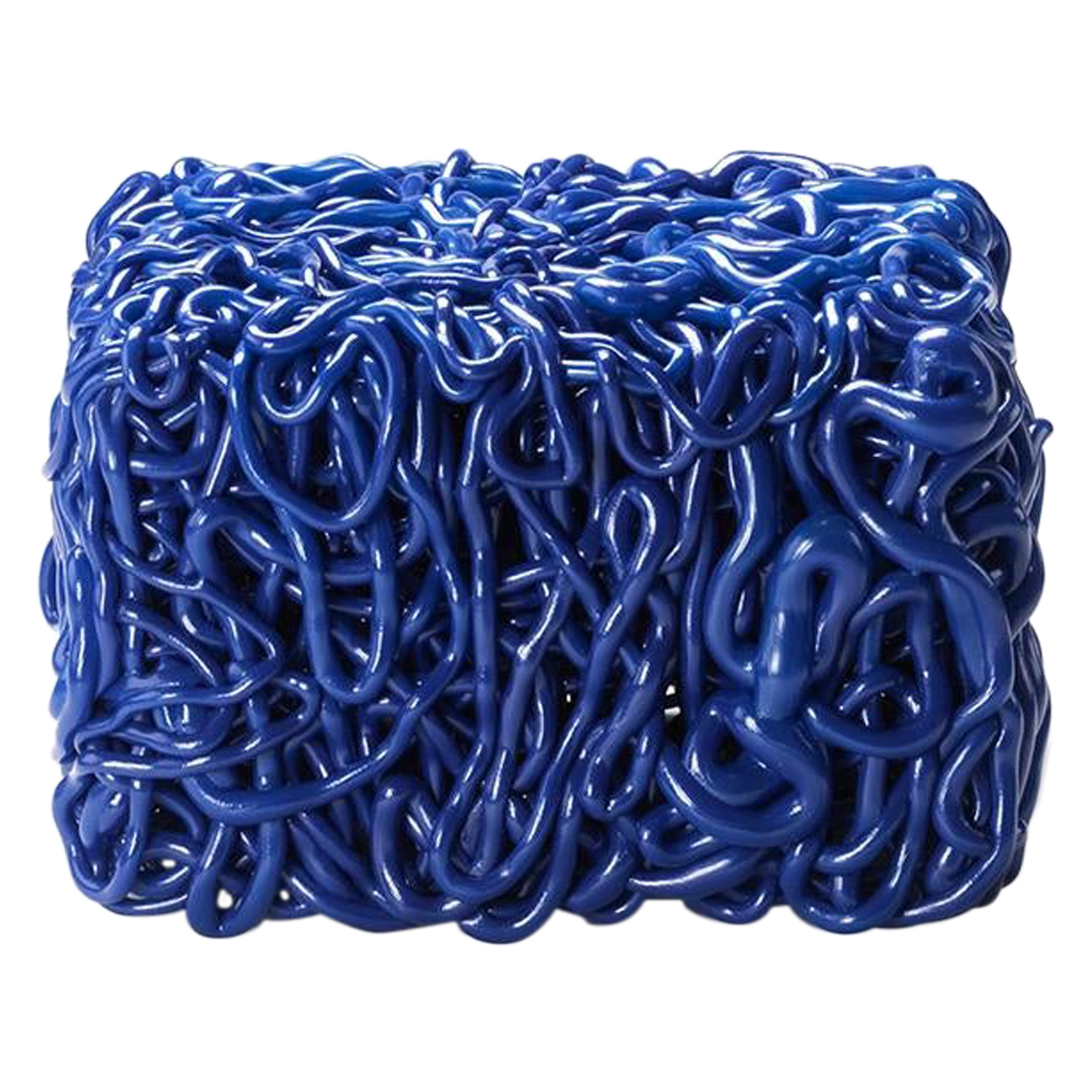 Pouf Senzafine in poliuretano blu di Gaetano Pesce