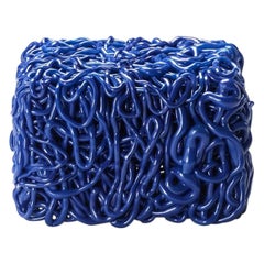Pouf Senzafine in poliuretano blu di Gaetano Pesce