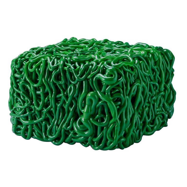Senzafine Pouf in Polyurethane Green by Gaetano Pesce