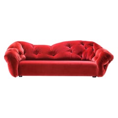 Nubola 277 Velvet Sofa in Red by Gaetano Pesce