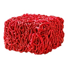 Senzafine Pouf in Polyurethane Red by Gaetano Pesce