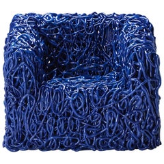 Sillón Senzafine de poliuretano azul by Gaetano Pesce