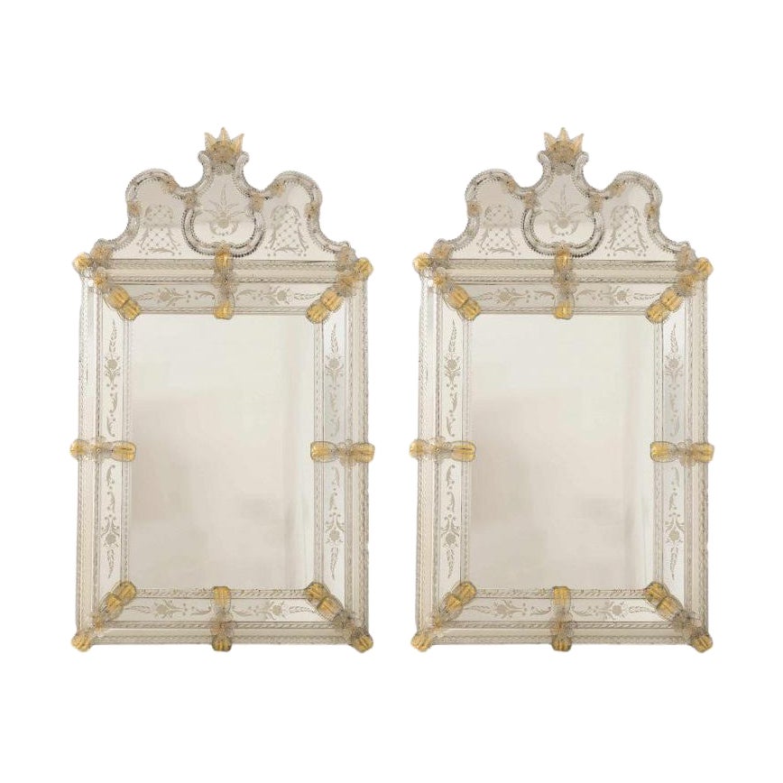 1 of the 2 Stunning Venetian Fratelli Barbini Mirrors With Murano Glass