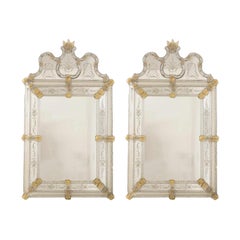 1 of the 2 Stunning Venetian Fratelli Barbini Mirrors With Murano Glass