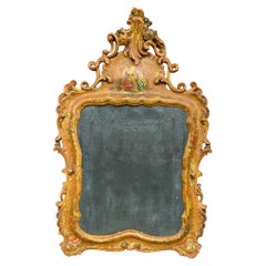Antique Lacquered Floral Venetian Mirror