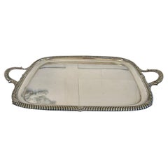 Bandeja de té antigua victoriana bañada en plata de calidad excepcional de Elkington & Co.