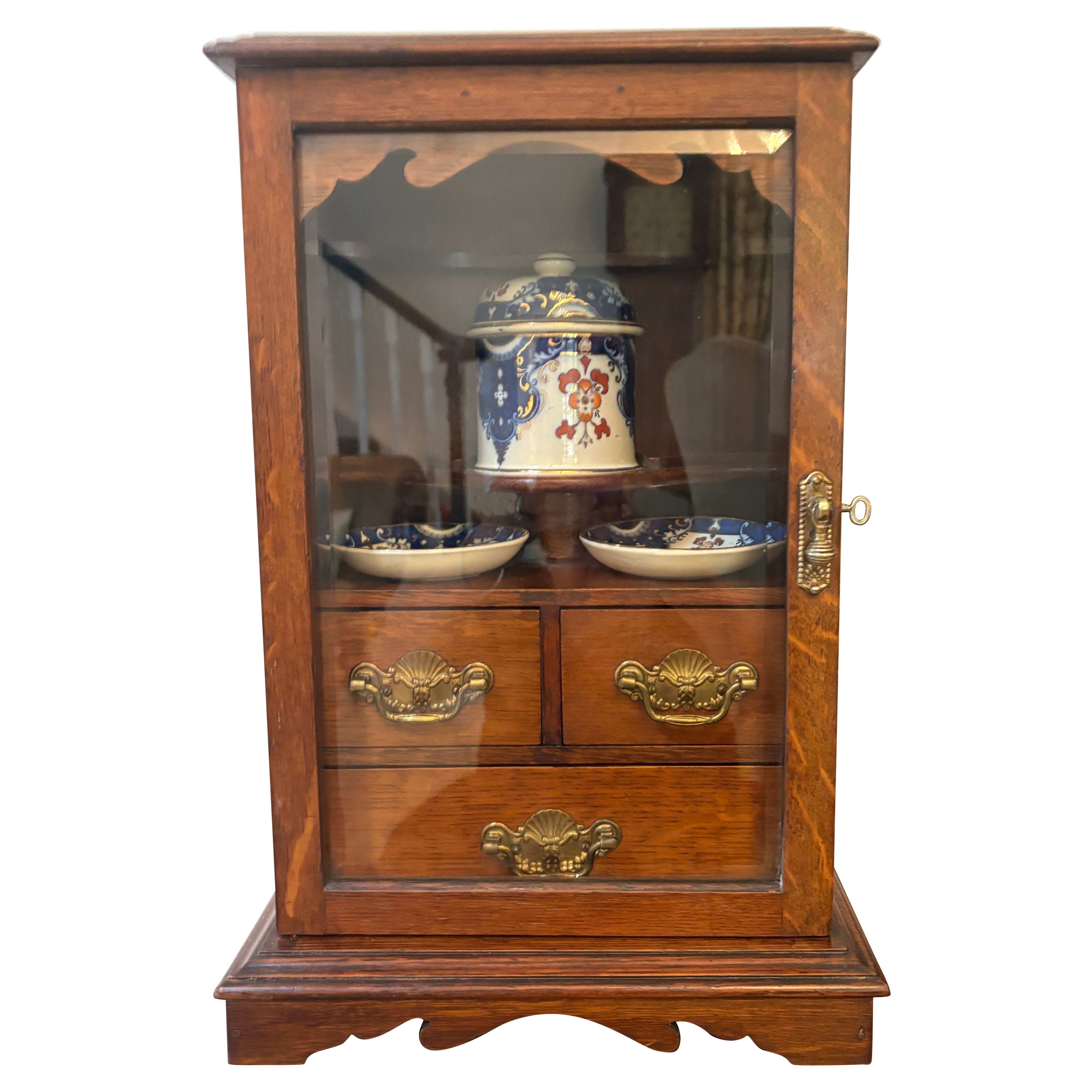 Antiker edwardianischer Eichenholz-Rauchschrank