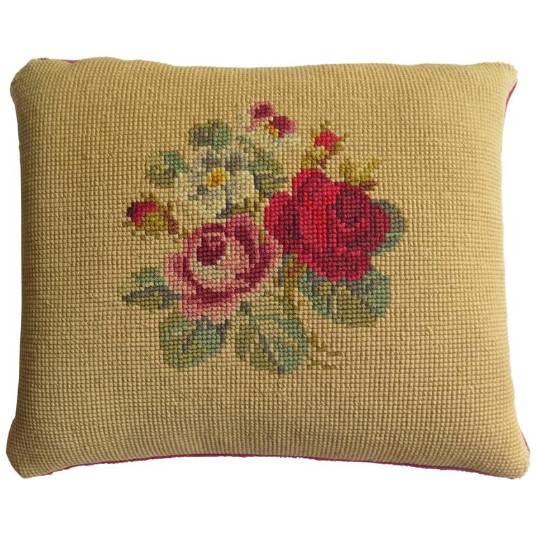 Late 19th Century, Pillow or Cushion, Small, Needlepoint, "ArtNouveau