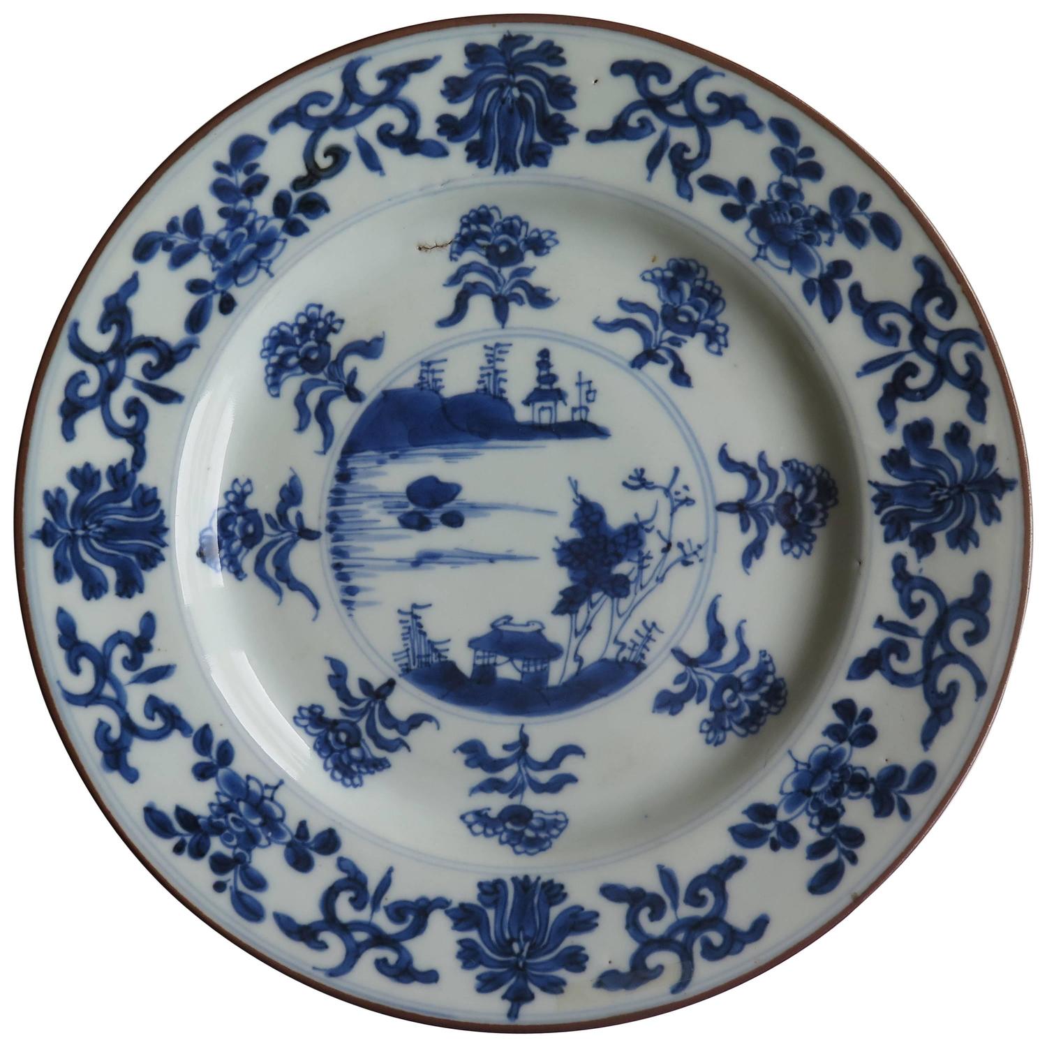 Qing, "Kangxi" Period, Chinese Plate, Blue and White Porcelain, circa
