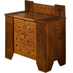 Gino Maggioni for Atelier di Varedo 1920s Chest of Drawers in Carved Oak