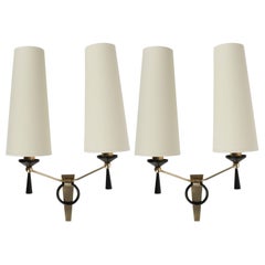 Large Pair of Sconce with Ring by Maison Arlus, 1950 Large Pair of Sconce with Ring by Maison Arlus, 1950