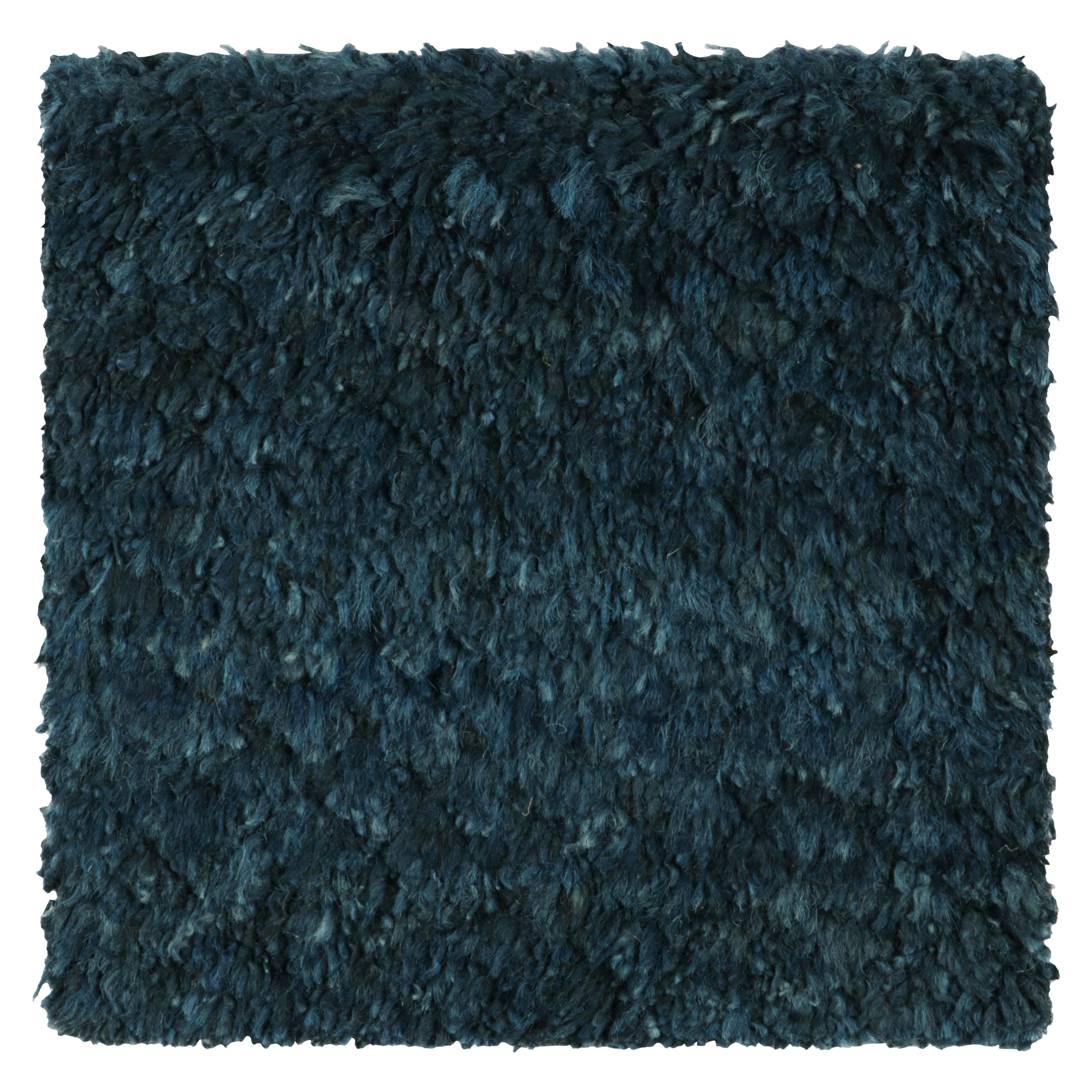 Rug & Kilim’s Textural Custom Rug Sample, Teal Blue with Lush High Pile For Sale