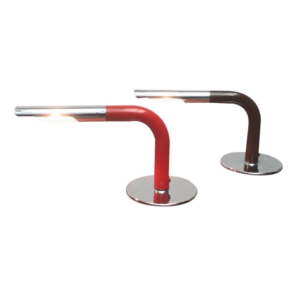 Set of 2 MidCentury Minimalist Gulp Table Lamps by Ingo Maurer for M-Design, 60s