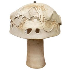 Vintage Studio Pottery Sculptural Art Mushroom Table Lamp, 1970s