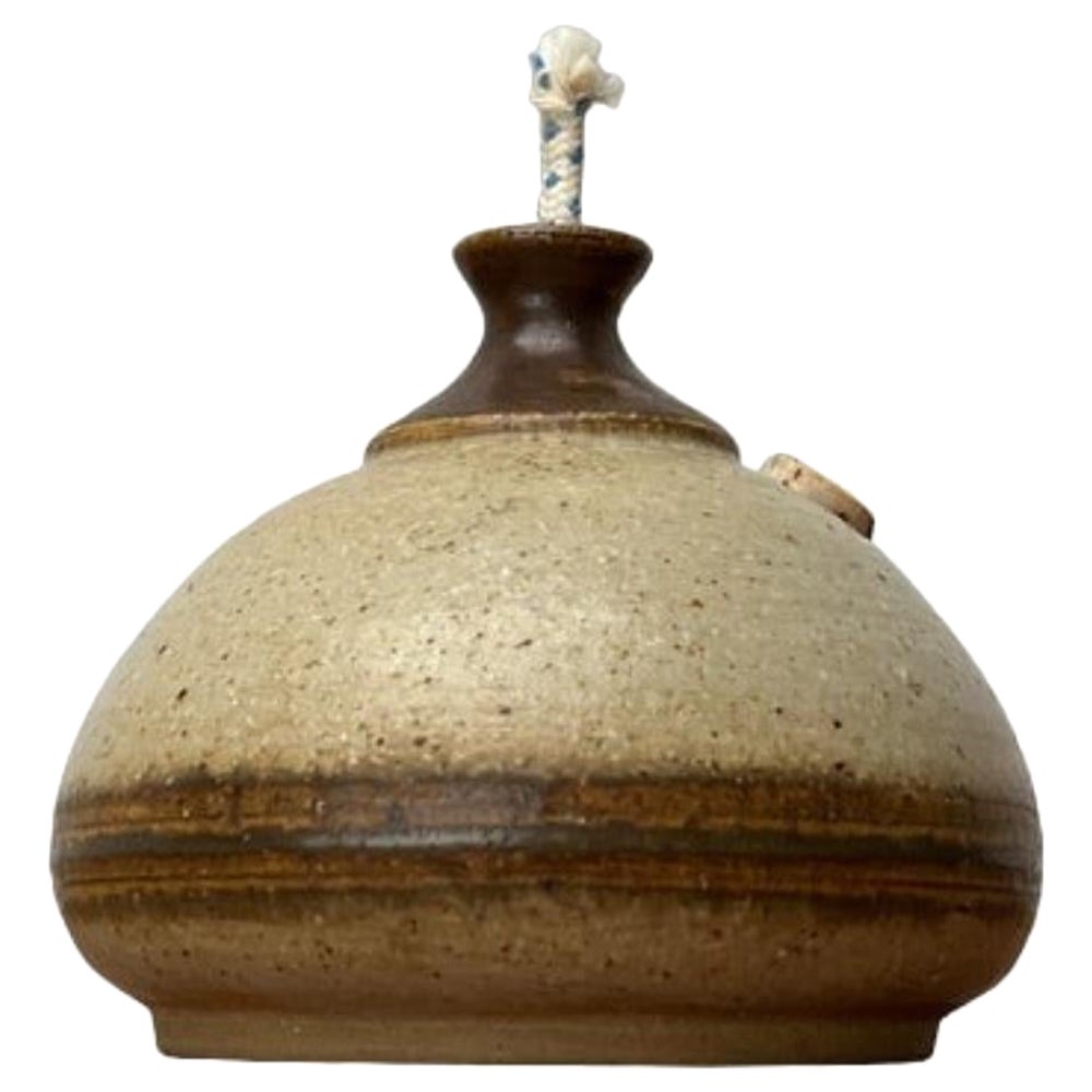 Lampada a olio in Studio Pottery danese di metà secolo di Bjergard, anni '60 in vendita