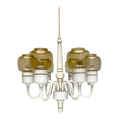 Mid-Century Swedish T526 Chandelier with Amber Colored Glasses by Hans-Agne, 60s