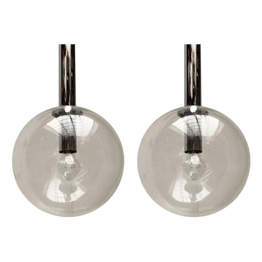 Set di 22 lampade a sfera tedesche Space AGE di metà secolo, anni '60, in vetro e cromo