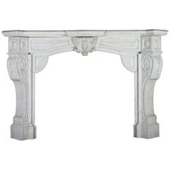 19th Century Belgian Antique Fireplace Mantel in Carrara 2