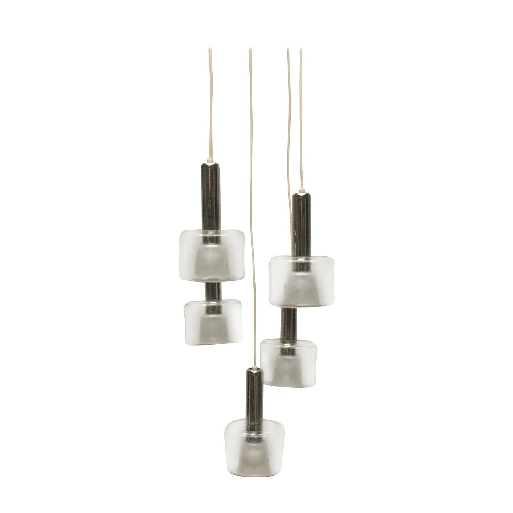 Mid-Century German Glass and Metal Ceiling Lamp, 1960s