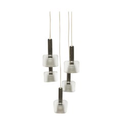 Mid-Century German Glass and Metal Ceiling Lamp, 1960s