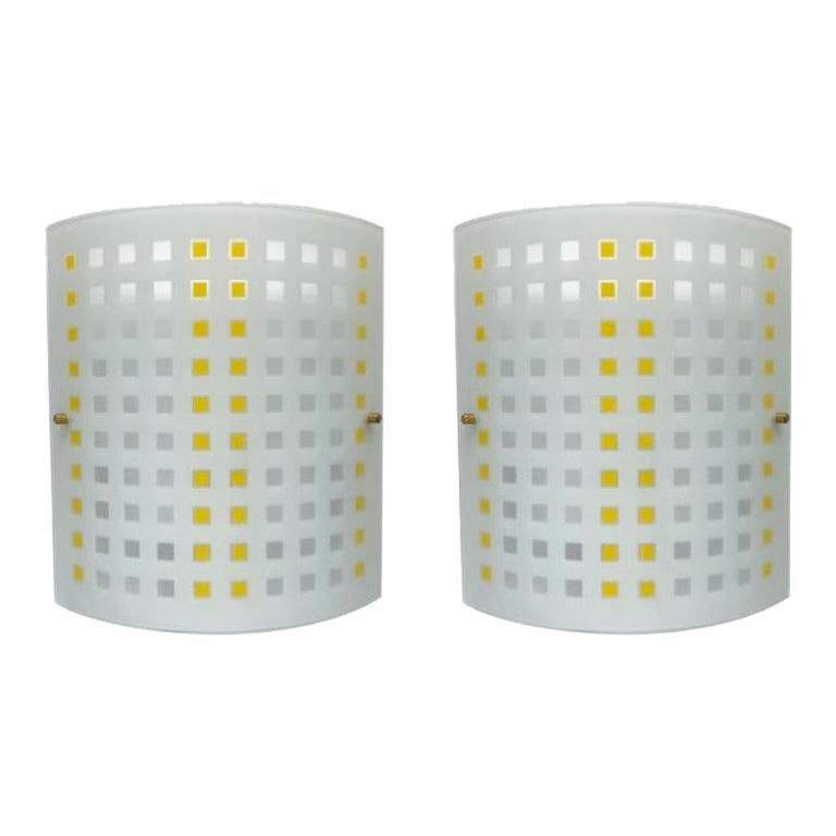 Set of 2 Vintage Postmodern Glass Wall Lamps from DIY Light, 1980s