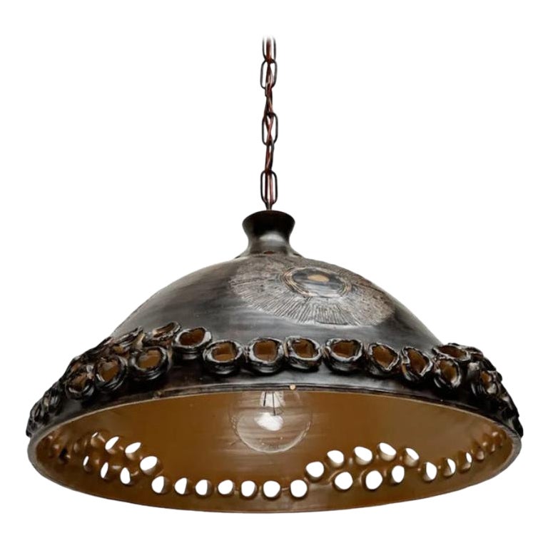Lampada a sospensione dello Studio Pottery danese brutalista di metà secolo di Bjørn Keramik, anni '60