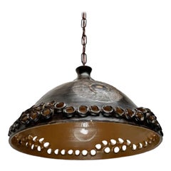 Mid-Century Brutalist Danish Studio Pottery Pendant Lamp from Bjørn Keramik, 60s