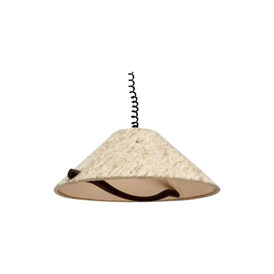 Lampada a sospensione in Wood e lana, anni '60, metà del secolo scorso