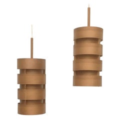 Set of 2 Mid-Century Teak T368 Ceiling Lamps by Hans-Agne Jakobsson, 1960s