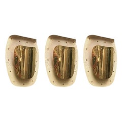 Set of 3 Mid-Century Brass Wall Lamps, 1950s