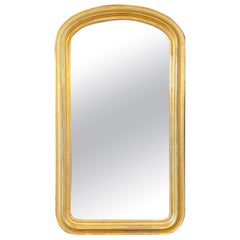 Grand miroir français du 19ème siècle de style Louis Philippe, doré et arqué