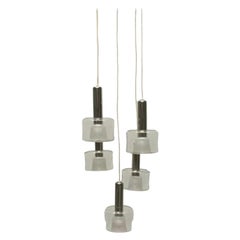 Mid-Century Space Age Chrome and Glass Cascade Pendant Lamp, 1960s