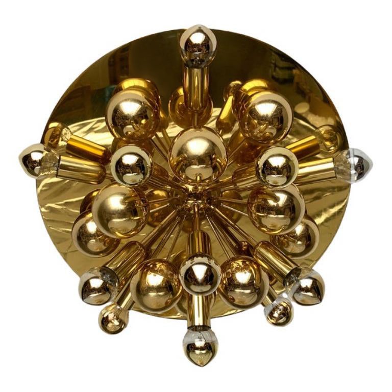 Mid-Century German Brass Atomic Ceiling or Wall Lamp by Dorothee Becker, 1970s